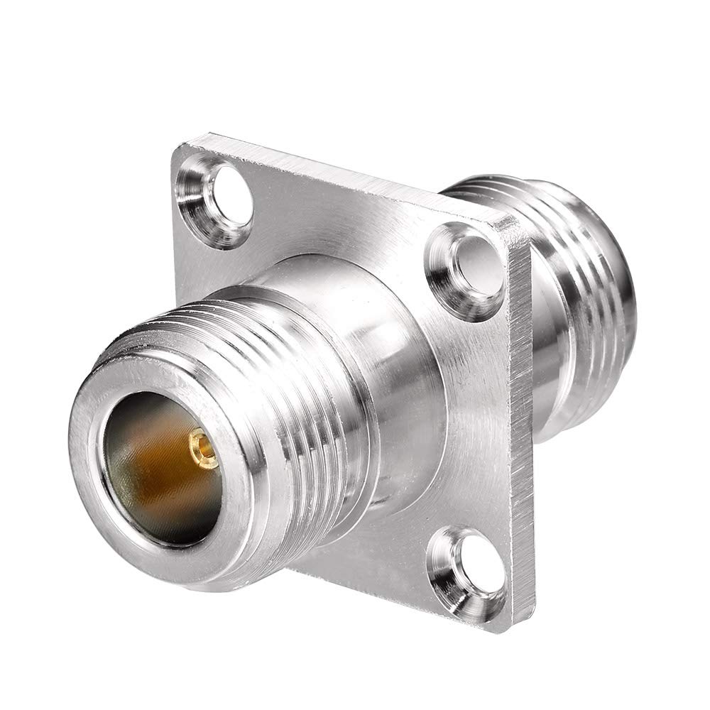 Eightwood 2pcs N Female to Female 4 Hole Flange Panel Mount Adapter for Ham Radio WiFi Antenna Cable