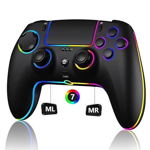 SZDILONG Wireless Controller with 7 Colors RGB Light for PS5 Pro/Slim,MAC,iOS,Steam,PC Windows/Android 10 and Above,Support