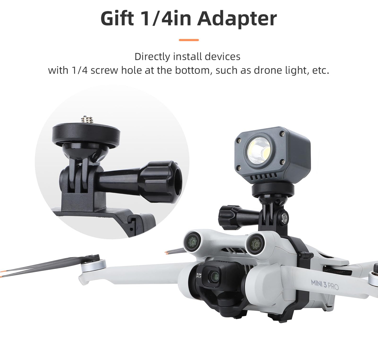 BTG DJI Mini 3 Pro Drone Action Camera Mount Holder for DJI OSMO Action 4 3/Pocket 3 2 /GoPro Series/Fimi Palm 1, 2 / Insta360 ONE X3 X2/ONE R/Night