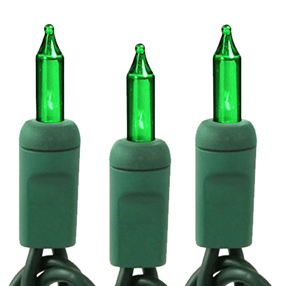 Holiday Essence - 100 Green Christmas Light Set String Lights with Green Wire Professional Grade Indoor and Outdoor Use Decorate Christmas Trees