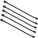 5PCS 4-Pin PWM Fan Splitter Cable Sleeved Braided Adapter Computer PC Fan Extension Power Supply Cable Converter Cord Wire Compatible with Computer