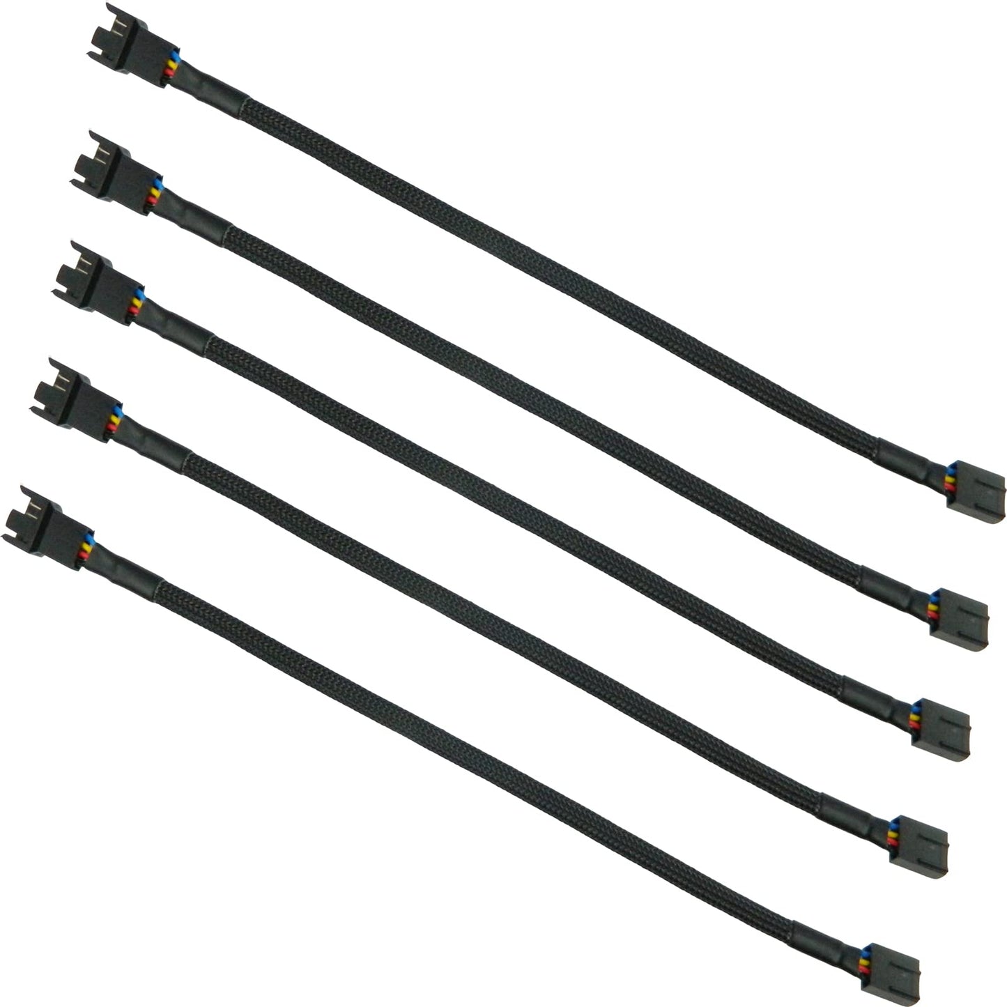 5PCS 4-Pin PWM Fan Splitter Cable Sleeved Braided Adapter Computer PC Fan Extension Power Supply Cable Converter Cord Wire Compatible with Computer