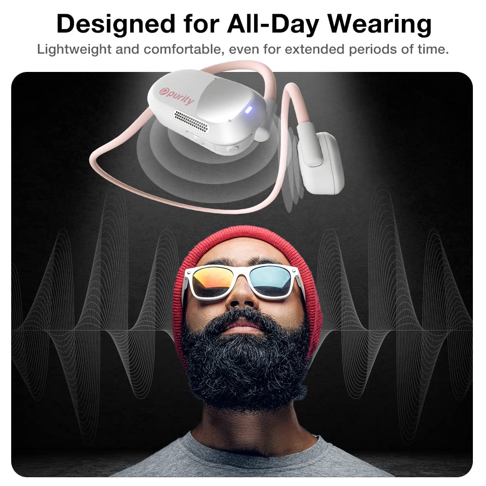 Purity Air Open Ear Headphones - True Air Conduction Wireless Bluetooth Open Ear Earbuds with Dual Mic for iPhone/Android - Secured Long Wearing