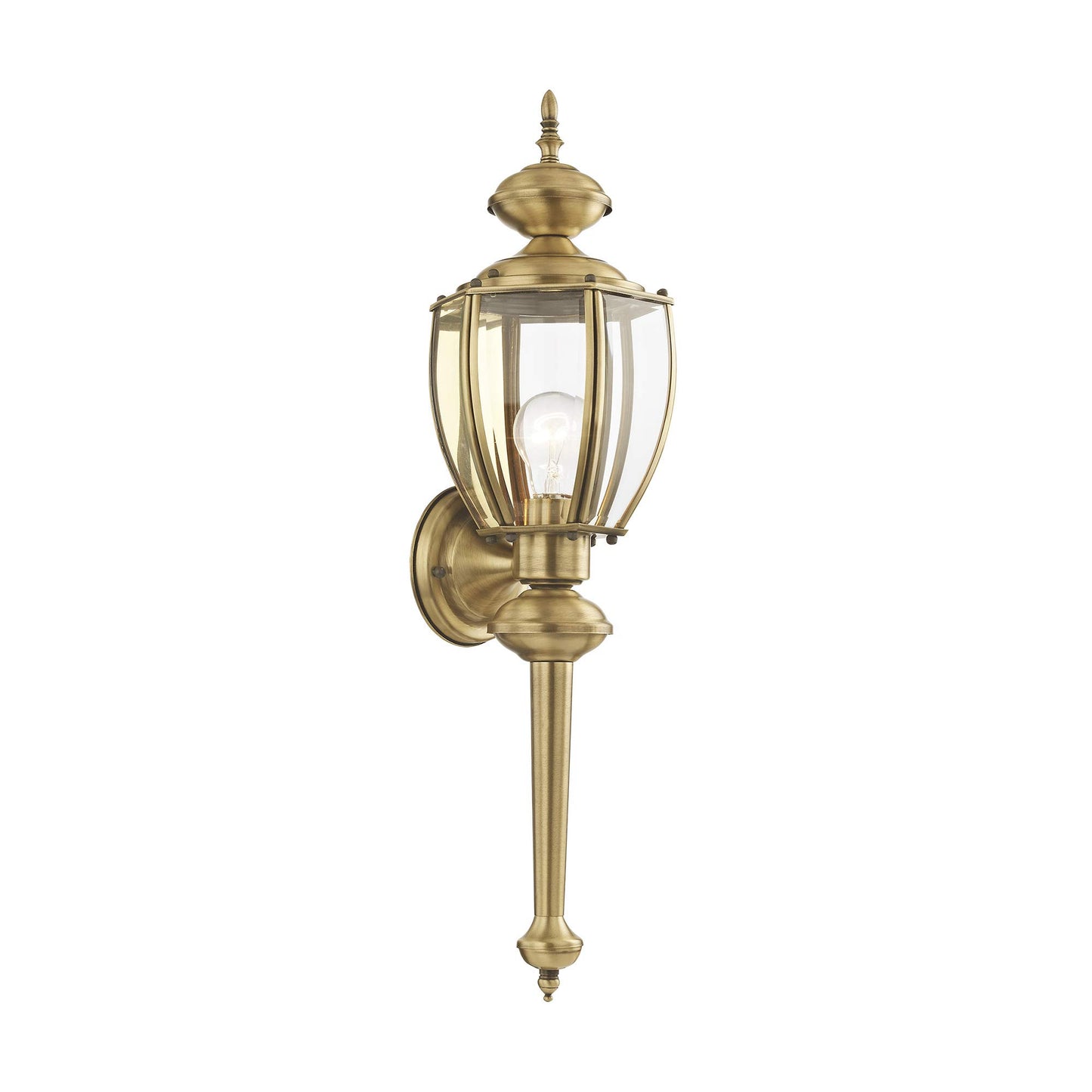 Livex Lighting 2112-01 Basics 1 Light AB Outdoor Wall Lantern, Antique Brass, 7"W x 25.25"H