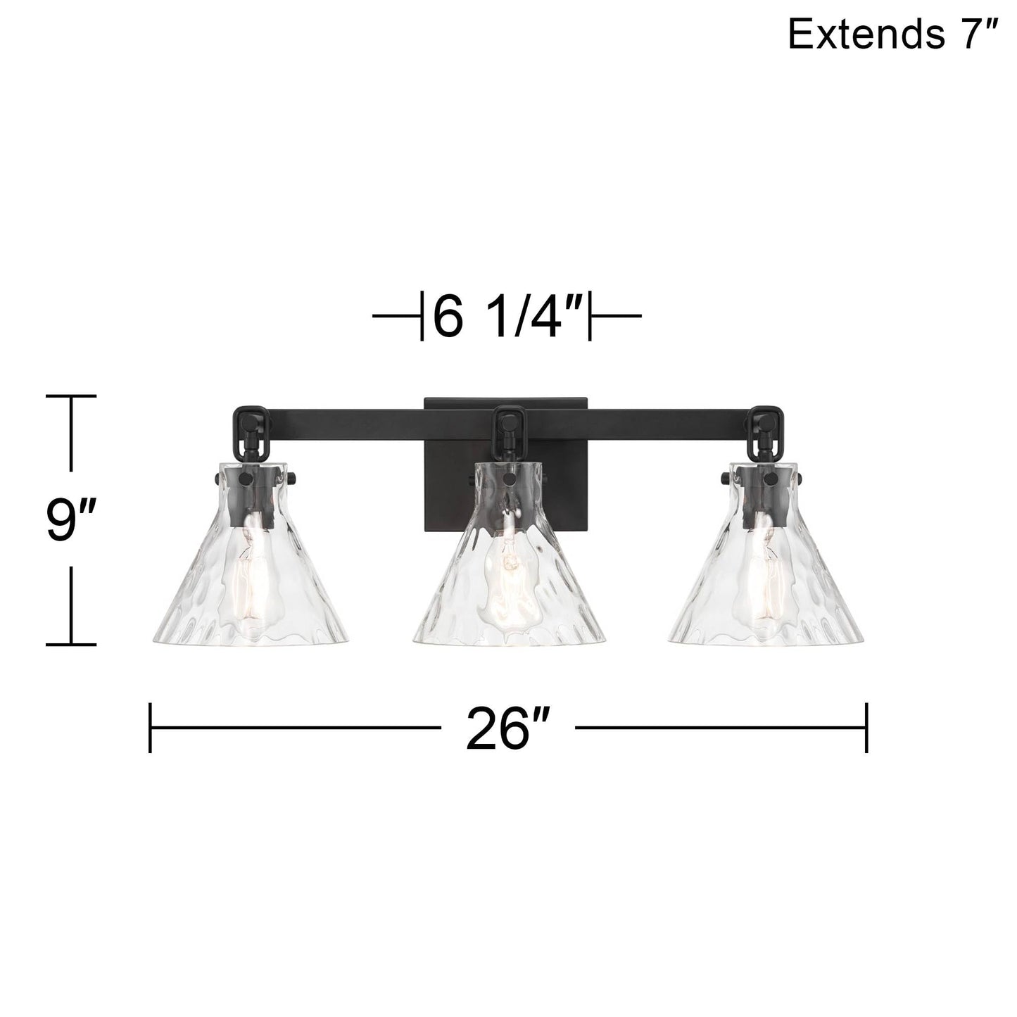 Possini Euro Design Ishii 26" High Modern 3 Light Bathroom Vanity Wall Lamp Light Fixture Mount Over The Sink Mirror Hardwired Cordless Matte Black