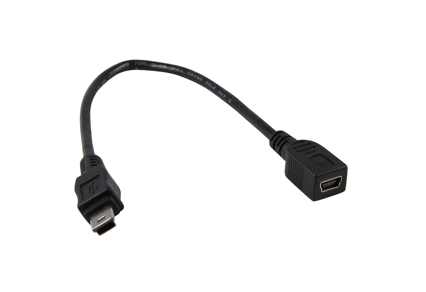 YCS Basics Black 6 Inch USB Mini B Male to Female Cable