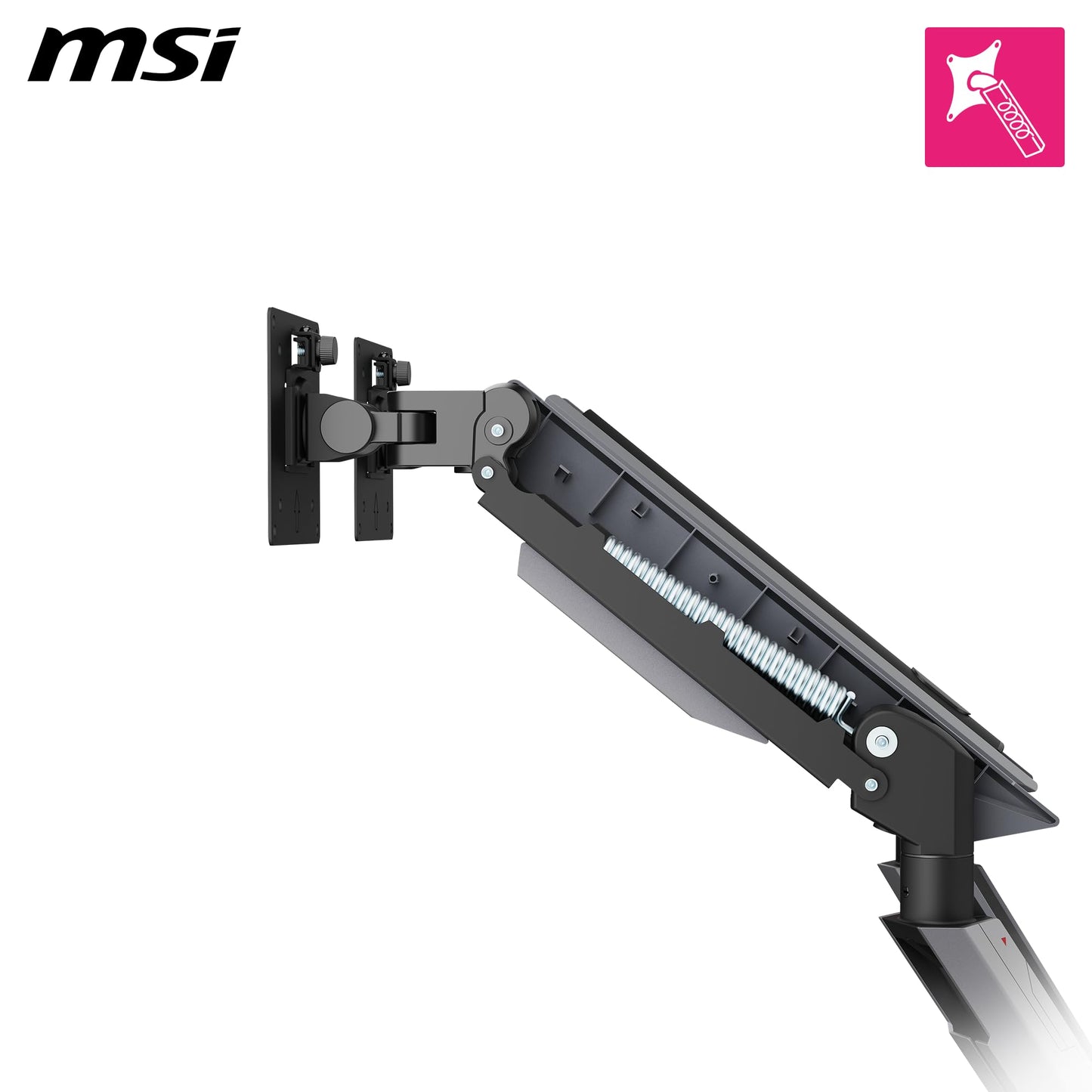 MSI MPG MT161DR - Premium RGB Dual Monitor Stand Arms, 17-38" Support, VESA Compatible, Adjustable Spring Assisted Mount, 35.2 lbs per Screen