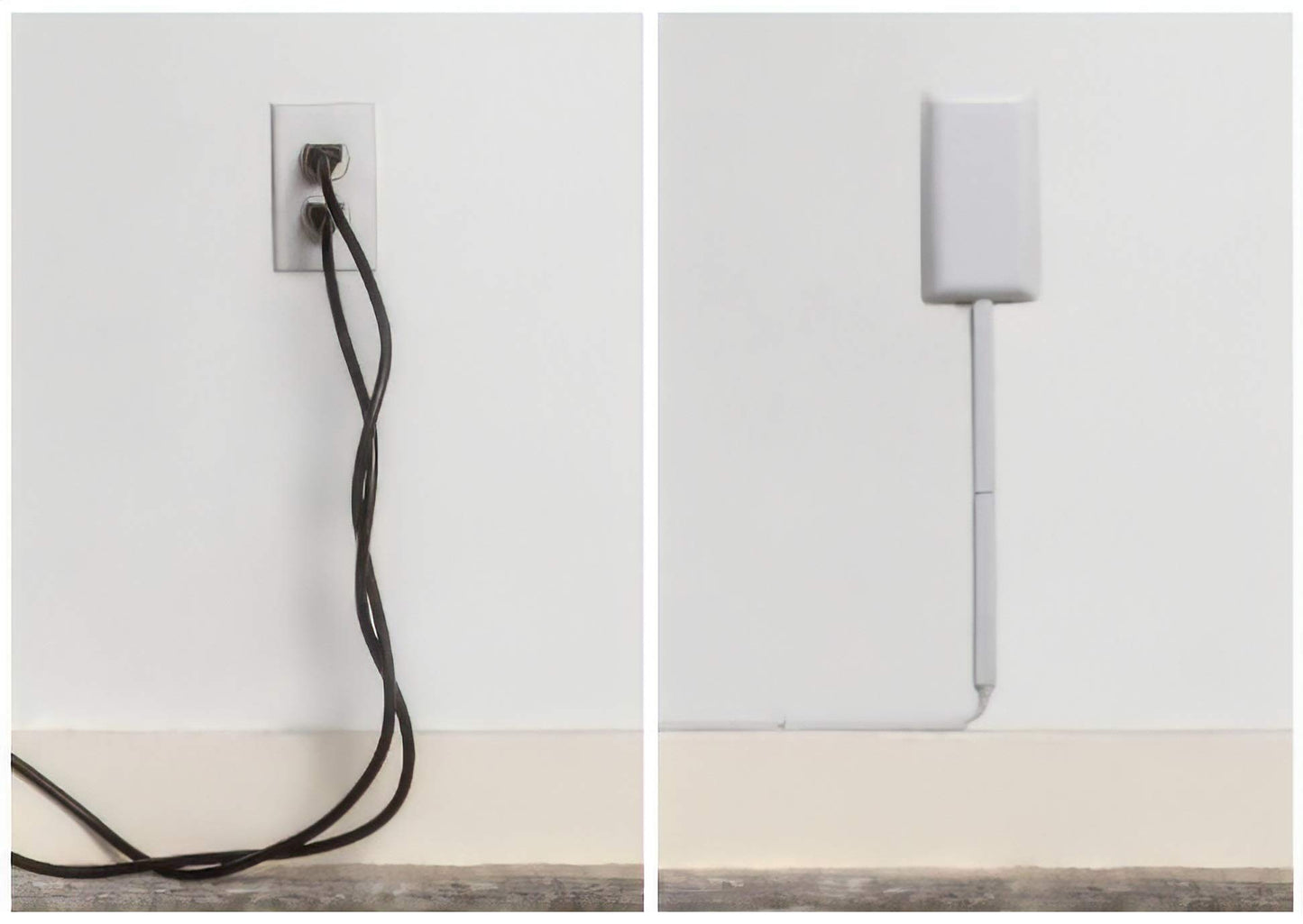 Sleek Socket No Shock Child & Pet Protector Outlet Concealer with Protective Cord Clips, Flat Extension Cord with 3 Outlets Power Strip (Safeguards