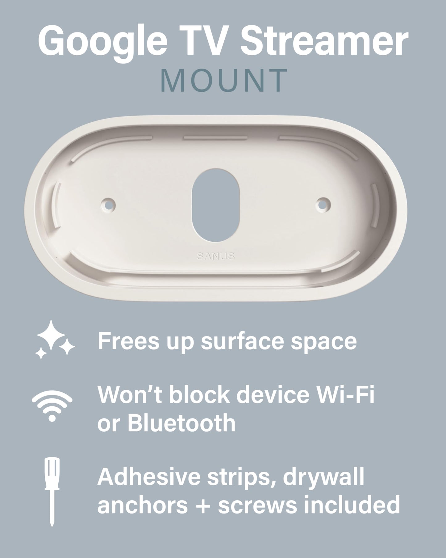SANUS Mounting Kit for Google TV Streamer (4K) Mount - Hide Streaming Box Behind TV for Space Saving & Clean Setup - Easy DIY Assembly