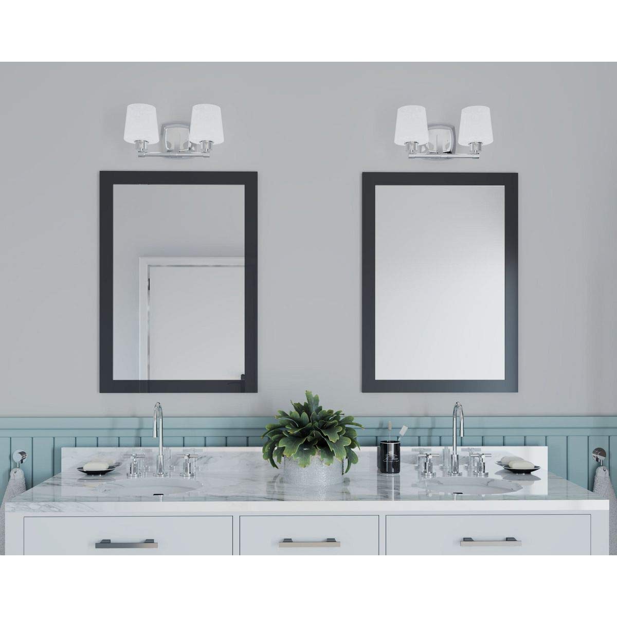 Progress Lighting P300017-015 Glance Two-Light Bath, Brushed Nickel