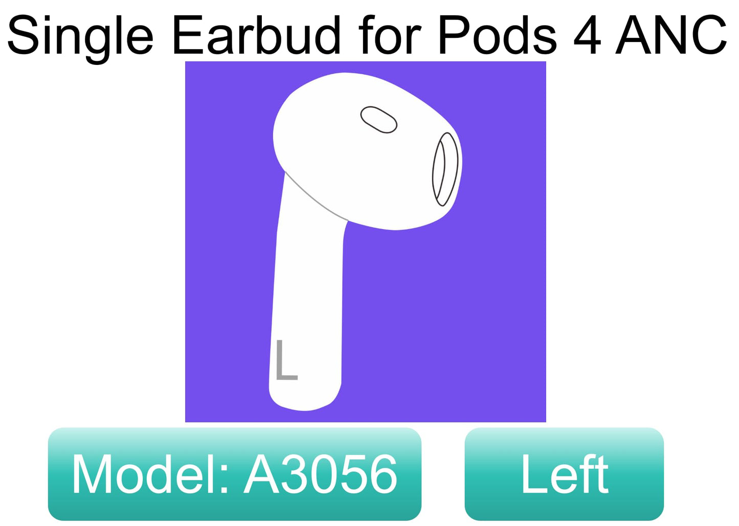 Meenova OEM A3056 One Left Earbuds Replacement (ANC Version) for Pod (4th Generation), Legit Single Left Ear Side Only, Compatible with Original Air 4