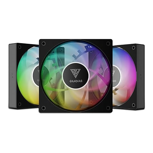GAMDIAS ARGB 120mm PWM Case Fan with 3 Pack Reverse Blades, Daisy-Chain Connection, Closed-Loop Technology for Steady RPM, Low-Noise Operation (up