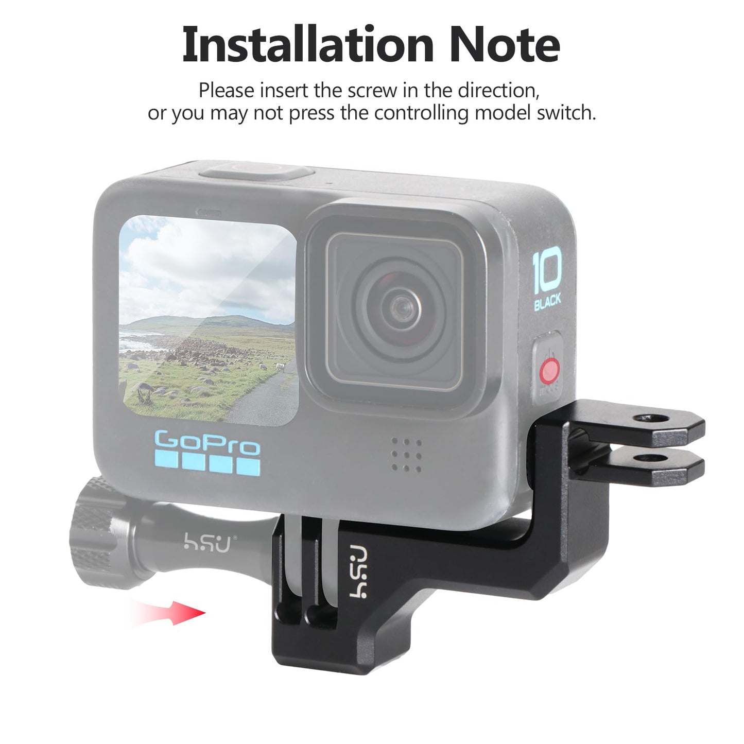 HSU 90 Degree Aluminum Vertical Bracket Adapter Elbow Mount for GoPro Hero 13/12/ 11/10/ 9 Black