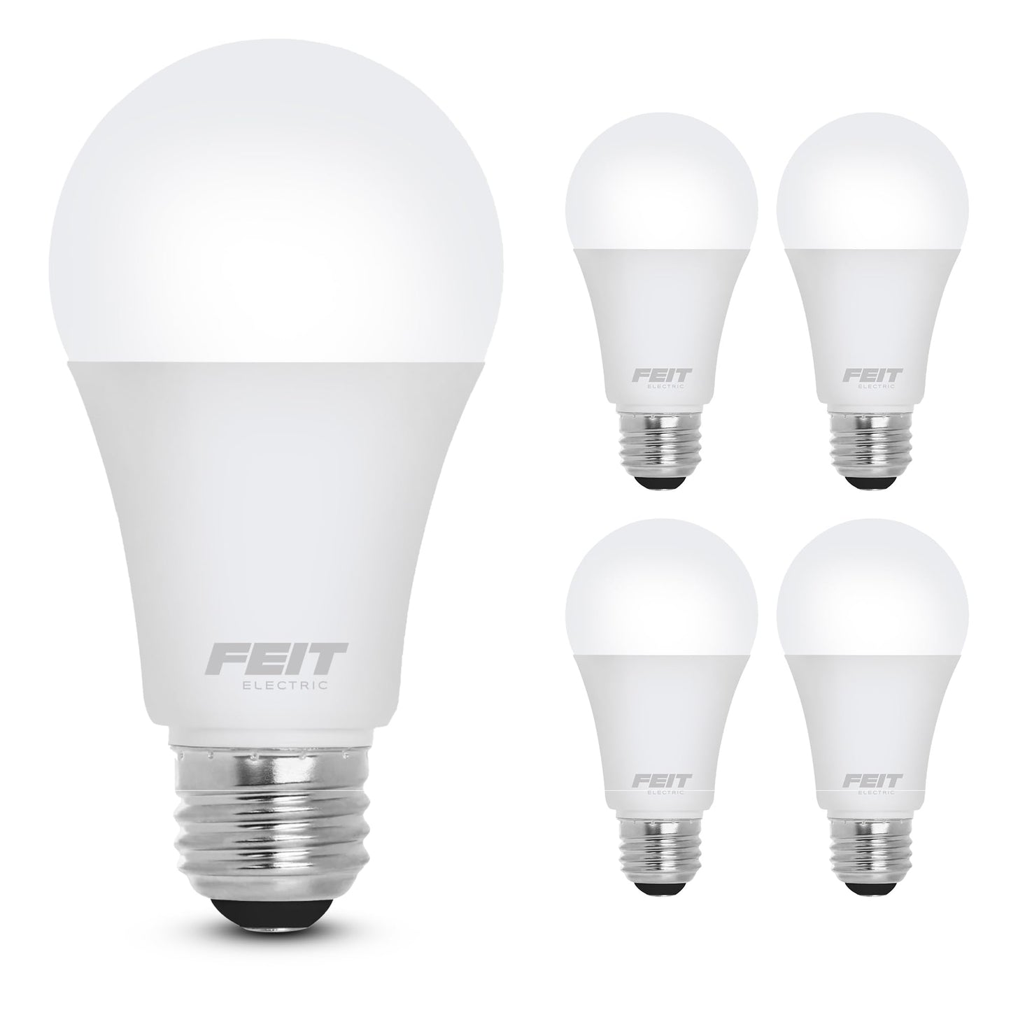Feit Electric A19 LED Light Bulbs, 60W Eq, Dimmable, Bright White 4 Pack