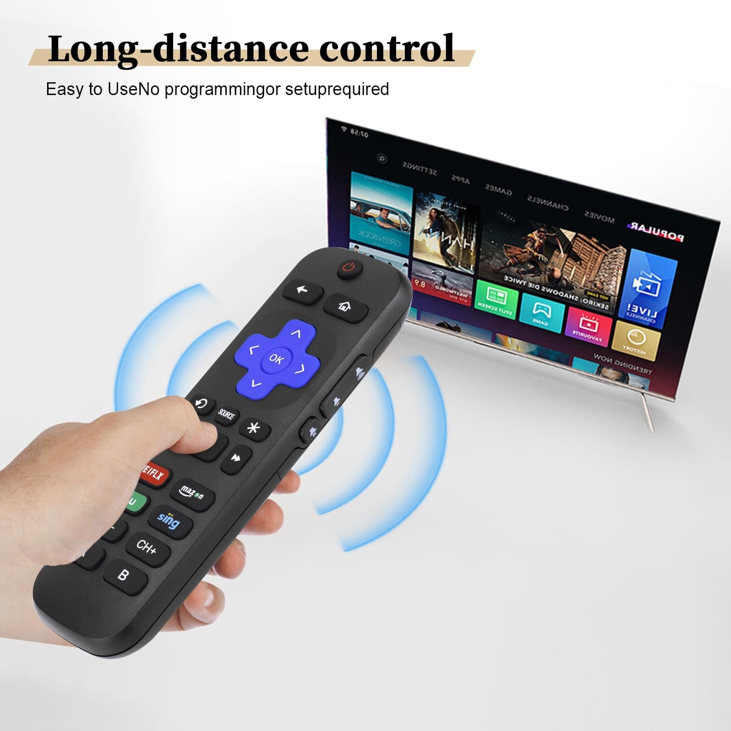 Replacement Remote Control Only for Roku TVs, Compatible for TCL Roku/Hisense Roku/Onn Roku/Sharp Roku/Element Roku/Westinghouse Roku/Philips Roku