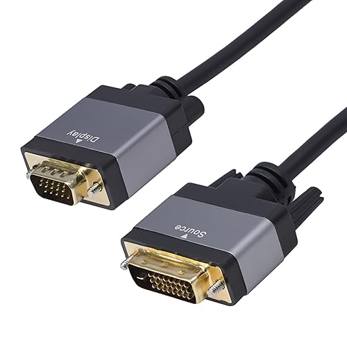 Cyberguys! DVI to VGA Cable 6ft, Male to Male DVI-D to VGA Adapter Cord with Secure Latch, Gold-Plated Connectors - Plug and Play Adapter Cable