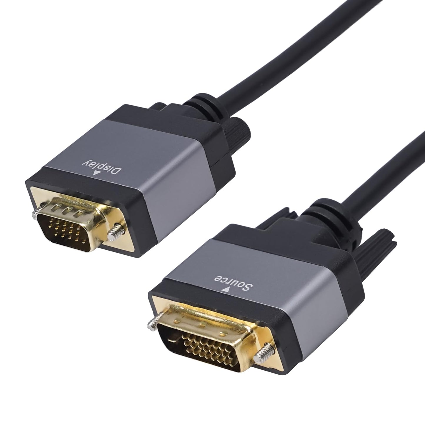 Cyberguys! DVI to VGA Cable 6ft, Male to Male DVI-D to VGA Adapter Cord with Secure Latch, Gold-Plated Connectors - Plug and Play Adapter Cable