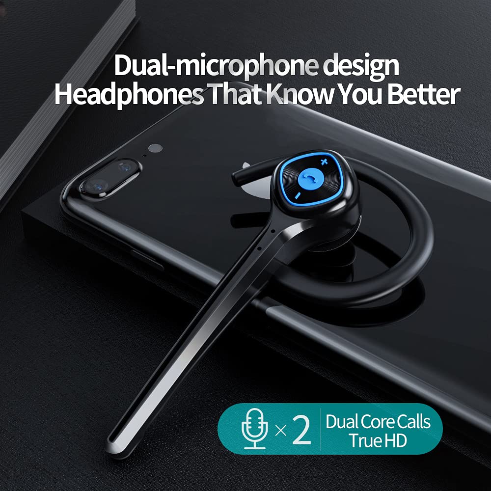 AYI Wireless Bluetooth Earpiece Headphone Dual Noise Cancelling Mic Painless Open-Ear Handsfree Headset Stereo Sound Left/Right Changeable Earhook