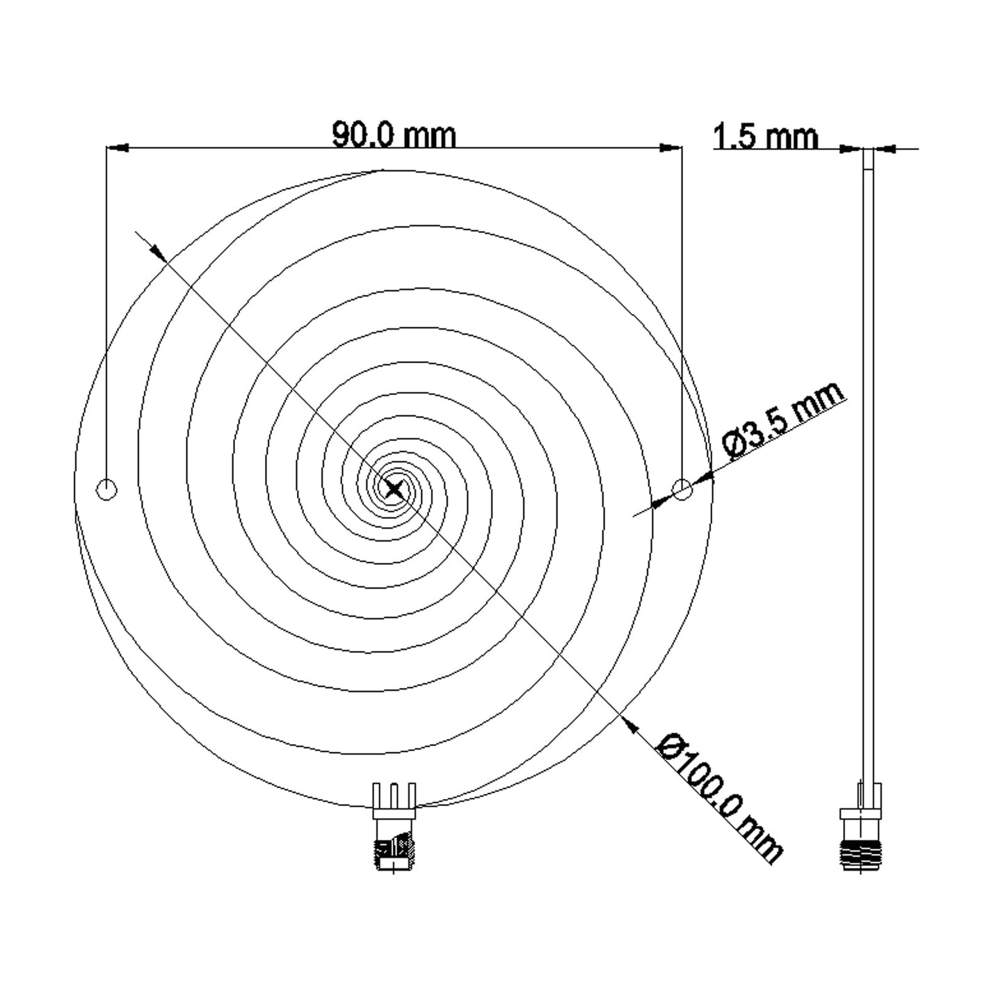 Left/Right Rotating Circularly Polarized Ultra Wideband UWB AntennaWireless Location Ranging PCB Omnidirectional Flat Panel Antenna 1GHz~10GHz RX/TX