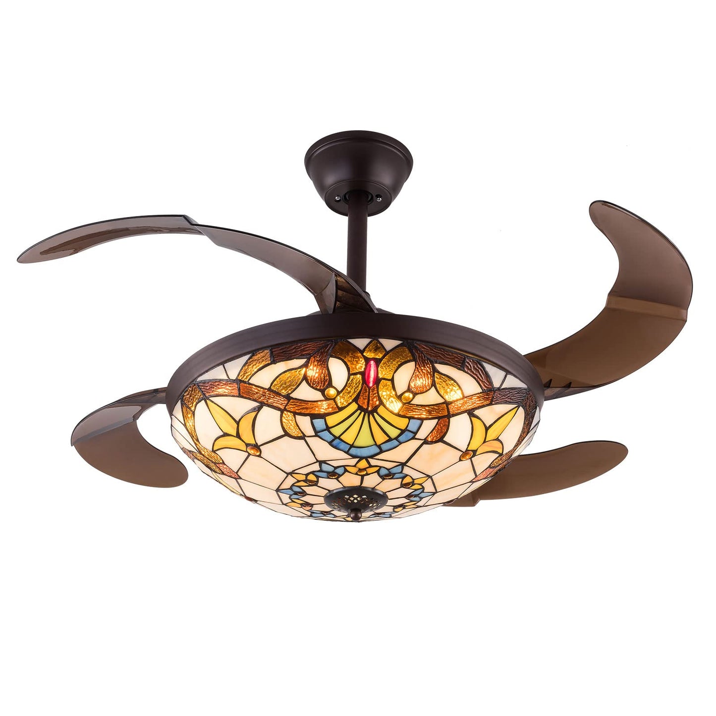 Ceiling Fan with Lights and Remote Control - 42in Vintage Dimmable LED Fan Chandelier for Bed Living Dinging Room Farmhouse