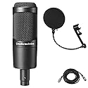 Audio-Technica AT2035 Cardioid Condenser Side-Address Microphone, 20Hz to 20kHz Frequency Response, 120 ohms Impedance - Bundle with Samson PS04 Pop