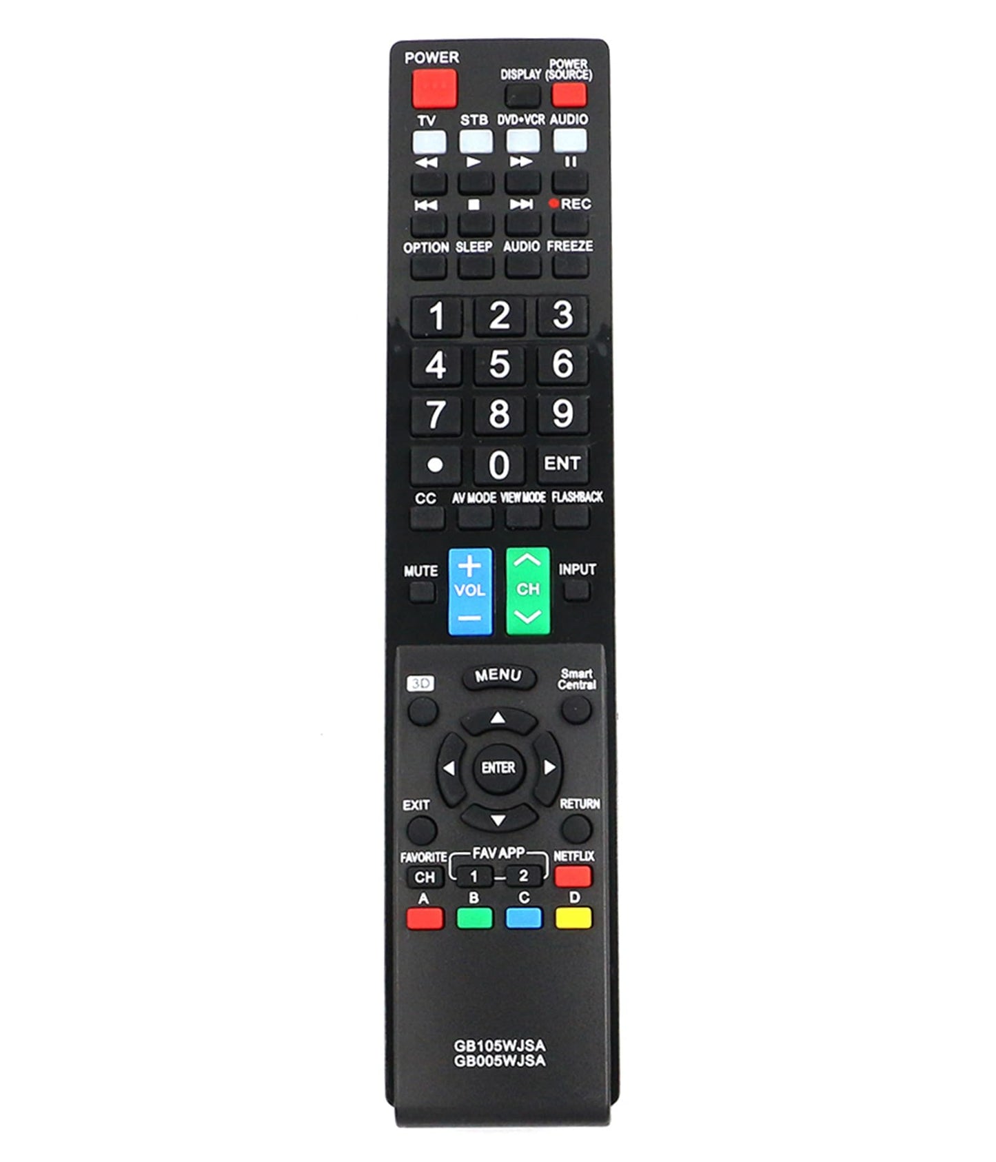 GB005WJSA RRMCGB005WJSA Replaced Remote fit for Sharp Aquos TV BDAMS20 LC60C7450 LC60C7450U LC60C8470U LC60LE655U LC60LE657U LC60LE745 LC60LE745U