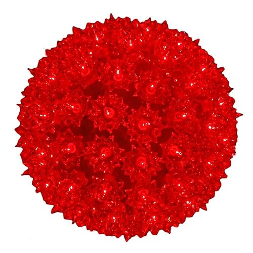 Novelty Lights 10in 150 Light Starlight Sphere, Red, Extra Large Ornament Ball Light, 5ft Hanging Cord with S Hook, 12ft Power Cord with Stackable