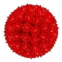 Novelty Lights 10in 150 Light Starlight Sphere, Red, Extra Large Ornament Ball Light, 5ft Hanging Cord with S Hook, 12ft Power Cord with Stackable