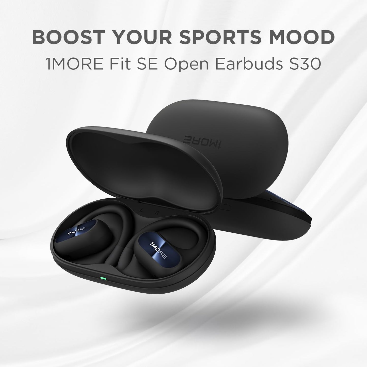 1MORE Fit SE S30 Open Ear Headphones, Wireless Bluetooth Headphones with 4 Microphones for Clear Calls, Sports Earbuds Split Design with Earhooks…