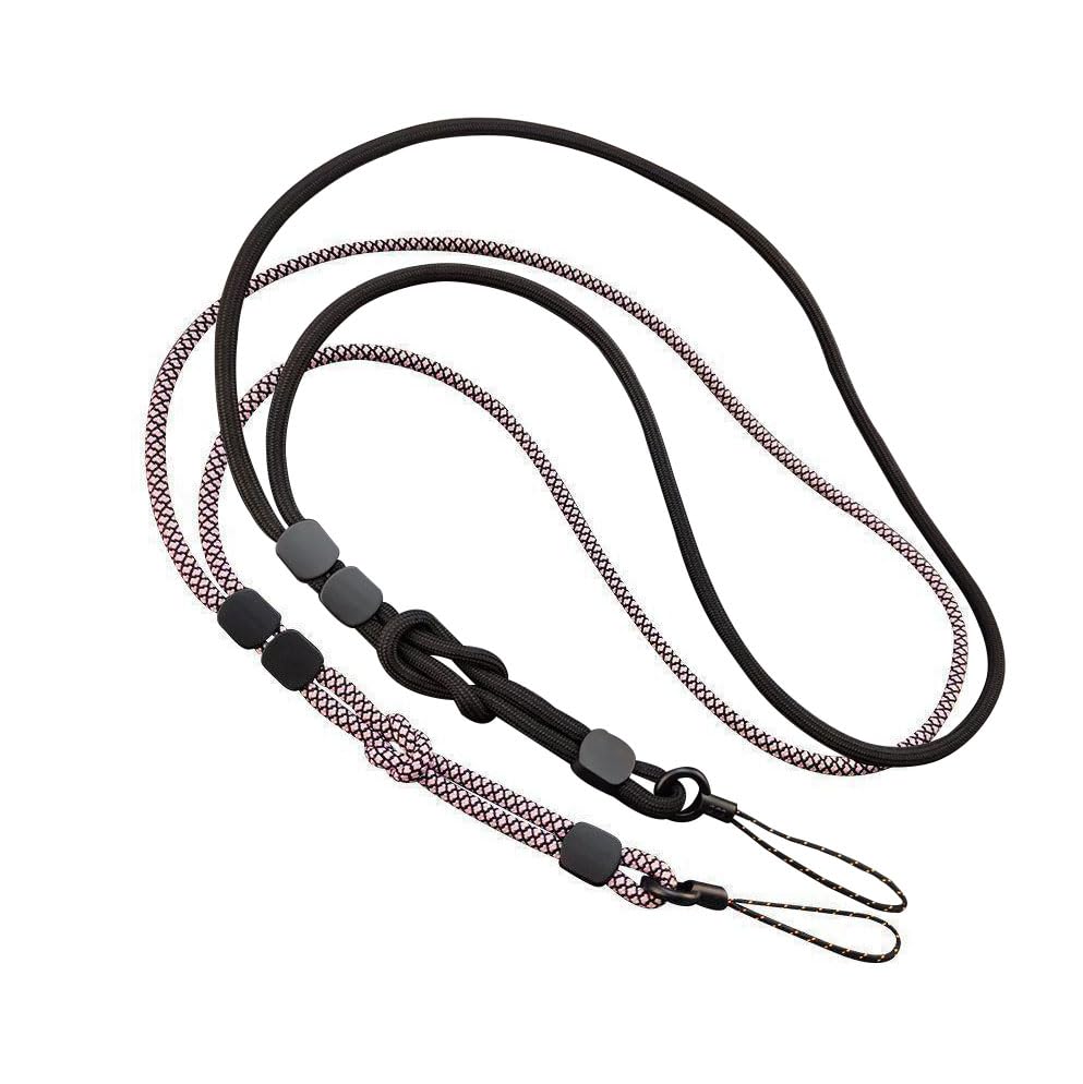 X-SHIYUN 2 Pcs Cell phone lanyards,Adjustable length phone strap for Teen Girl Women?Phone Charms Wrist Strap for Phone Case?Black & Pink?