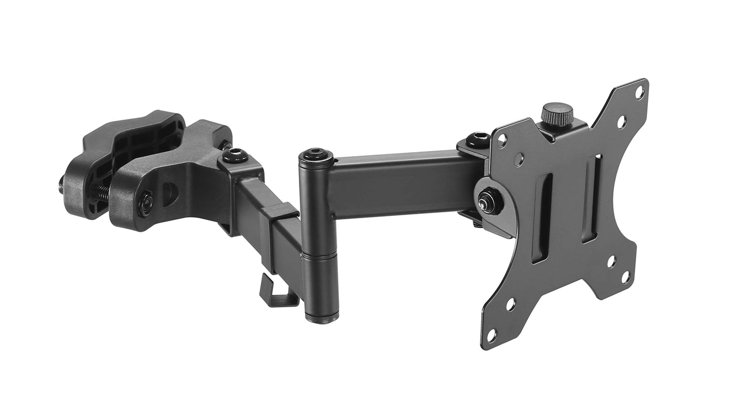 AMER Universal Full Motion Pole Mount Monitor Arm with Removable 75mm and 100mm VESA Plate, Fits 17 to 32 inch Screens, Black, PM111