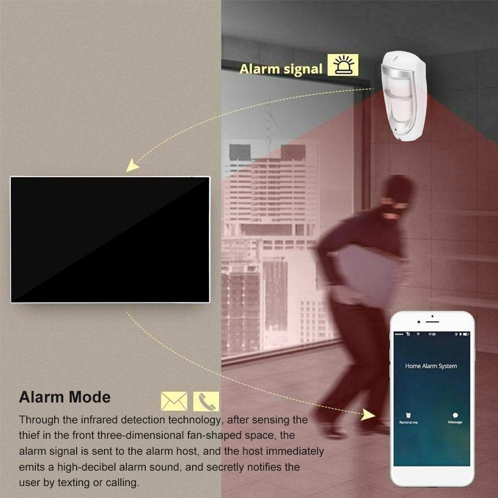 Dioche PIR Motion Sensor, Infrared Security Alarm, Outdoor Wired Double-Beam Infrared Immune Burglar Alarm System for Home Security