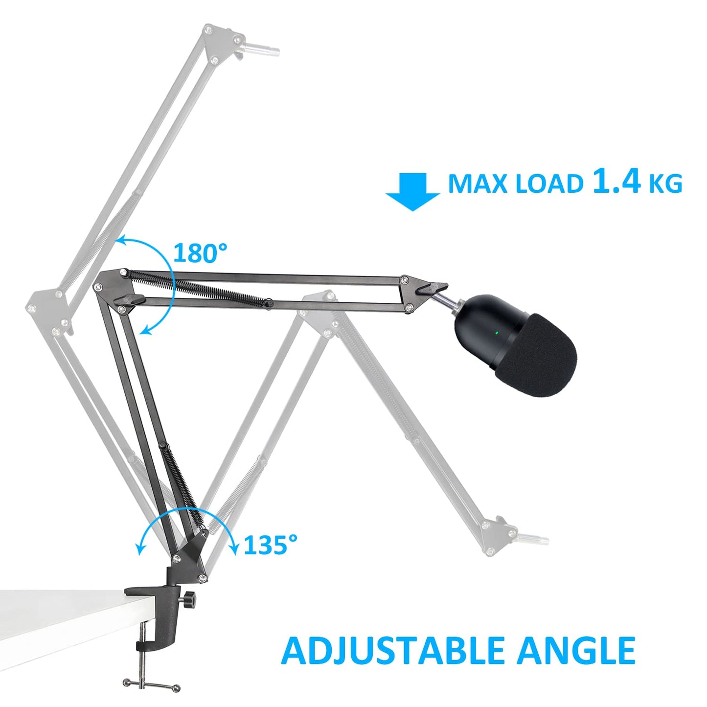 Seiren Mini Boom Arm Mic Stand with Pop Filter, Adjustable Suspension Boom Scissor Arm Stand with Pop Filter for Razer Seiren Mini USB Streaming