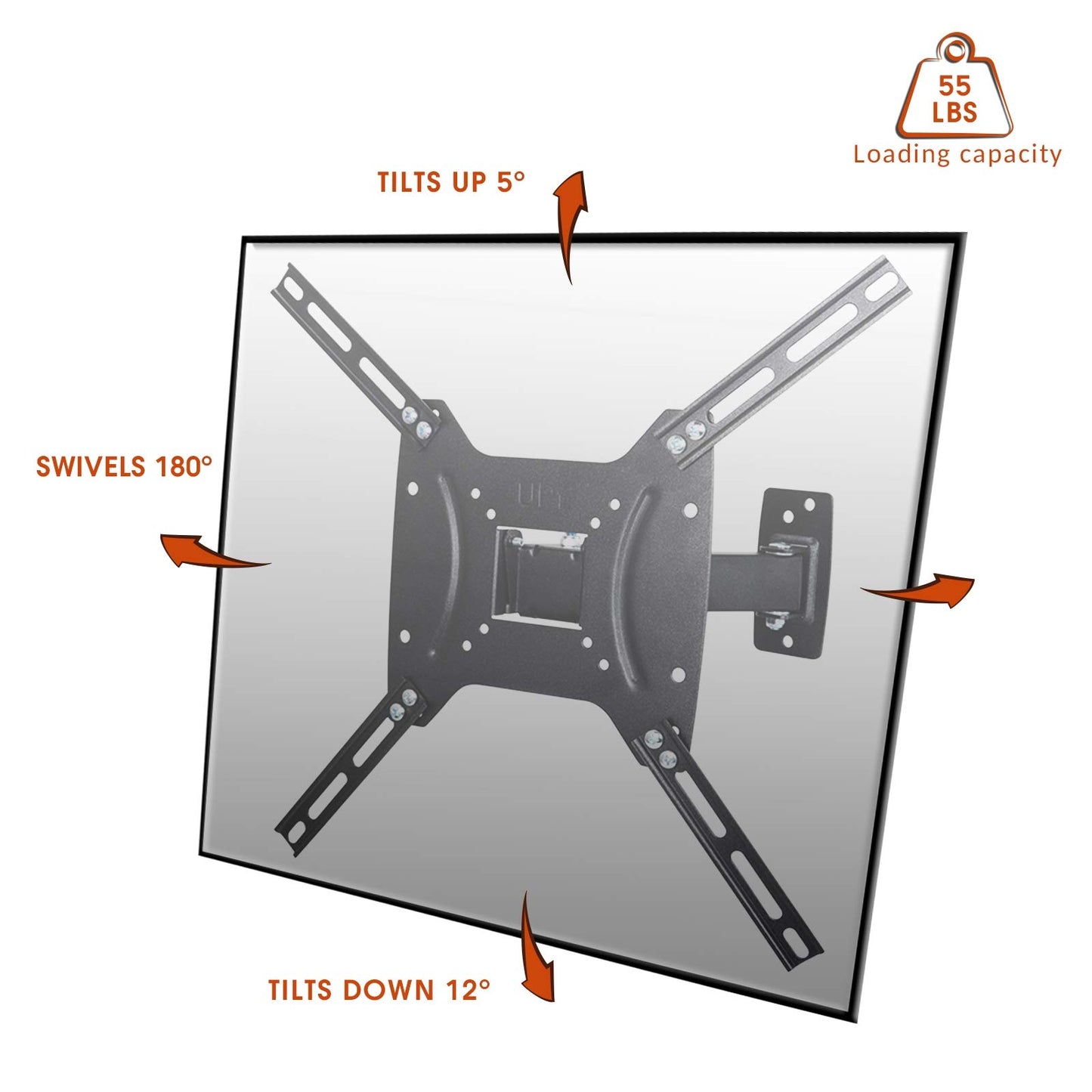 MegaMounts Versatile Full Motion Television Wall Mount for 17-55 Inch