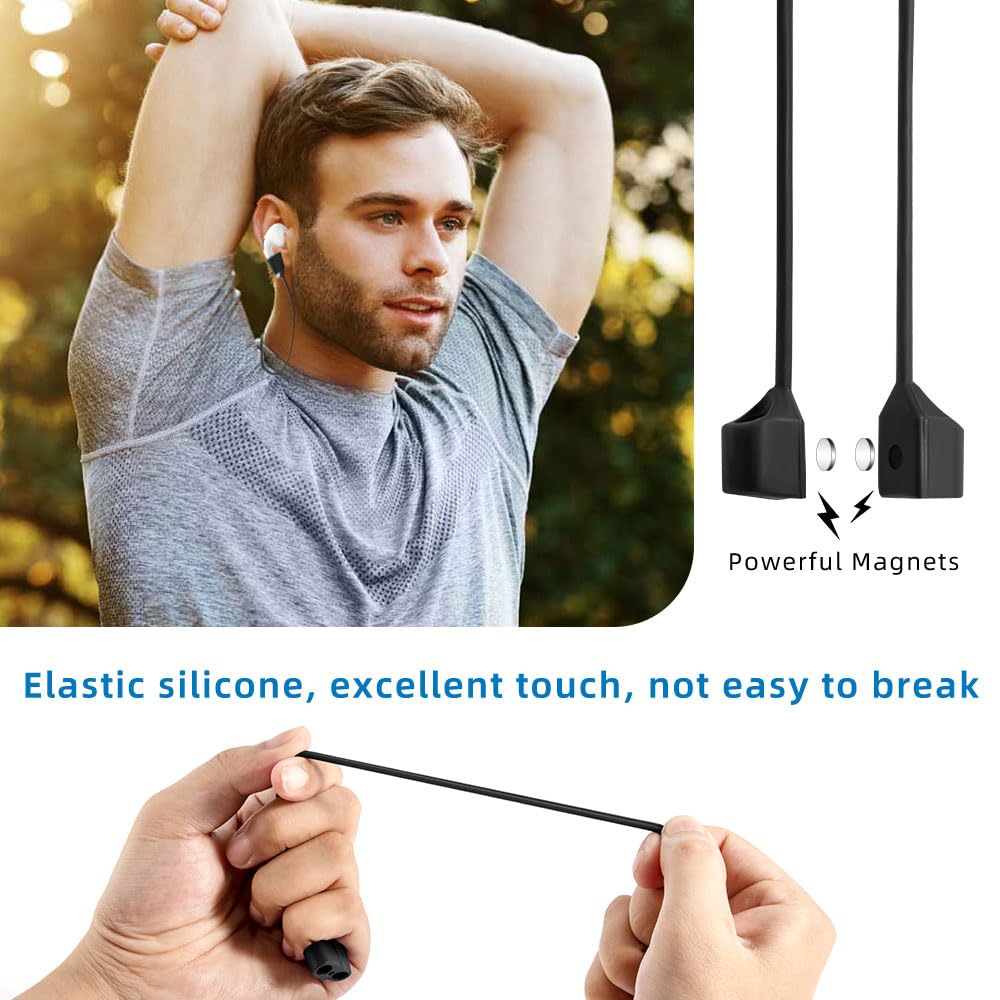 Magnetic Anti-Lost Straps for AirPods,4 Pack Ultra Strong Magnetic AirPods Strap Anti-Lost Neck Rope Cord,Soft Silicone Sports Lanyard Compatible