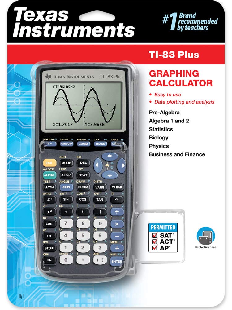Texas Instruments TI-83PLUS Programmable Graphing Calculator CALCULATOR,GRAPHING DPCKX83 (Pack of2)
