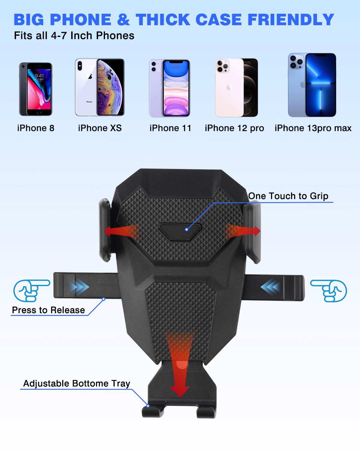 Karltys F150 Car Phone Holder for 2015-2020 Ford F-150 Accessories, Cell Phone Holder Air Vent Phone Mount for F-150, Never Blocking Hands Free Thick
