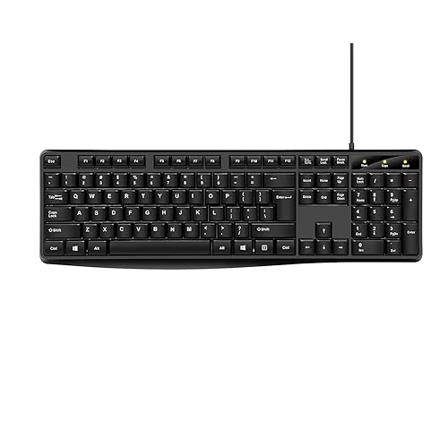 Wired Computer Keyboard, Plug Play USB, Large Number Pad, LED Indicators?Ergonomic, Foldable Stands,Anti-Wear Letters Full Size Keyboard,for Windows