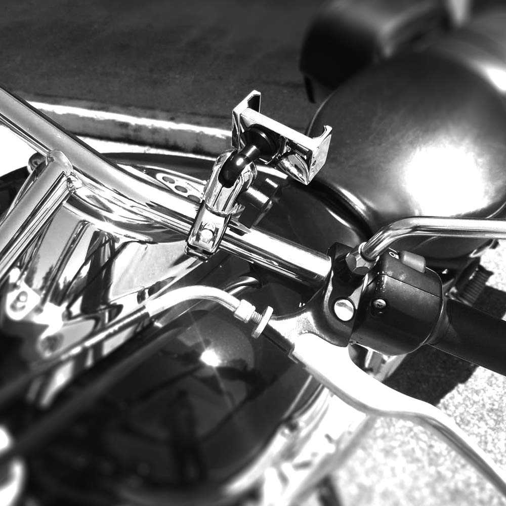 Tackform Chrome Motorcycle All Metal Phone Mount - 20MAXX Spring Cradle | Universal Clamp Fits 7/8" to 1-1/4" Handlebars | Aluminum | Compatible