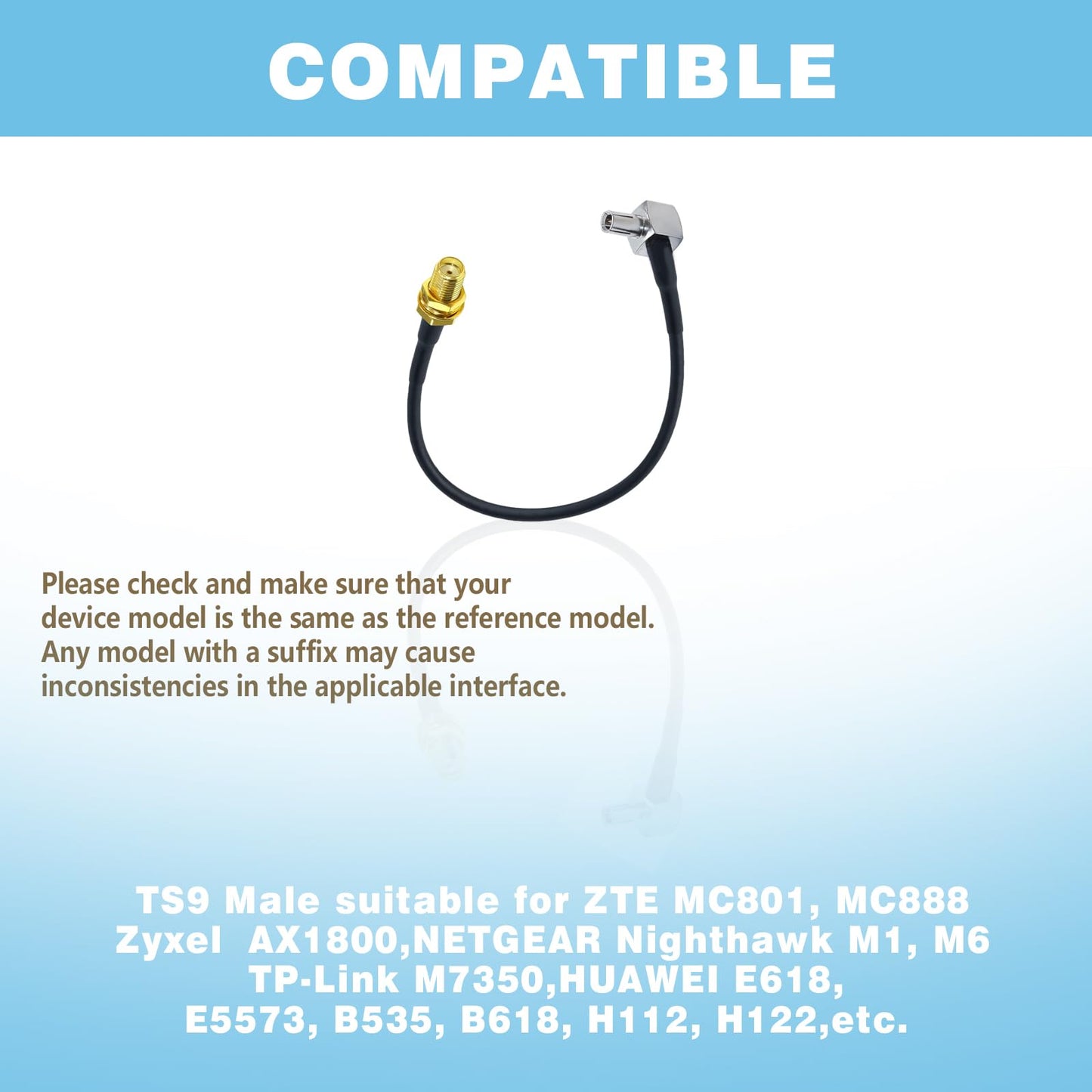 Maswell SMA Female Bulkhead to TS9 Interface Cable 20cm 8 inch 2-Pack Compatible for MiFi Router Cellular Broadband Modem 5G 4G LTE Antenna Adapter