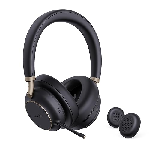 Yealink BH76 Plus UC Wireless Headset for Work, Bluetooth Headsets with Microphone Active Noise Cancelling, Retractable Mic Arm, ANC Business Headsets