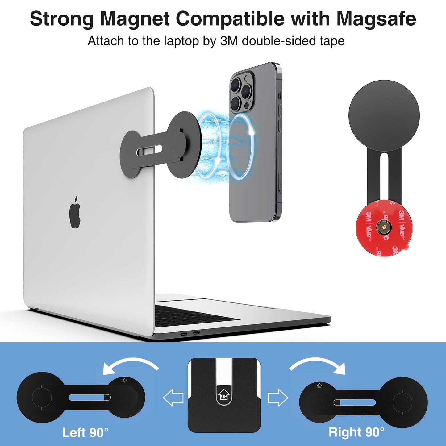 Laptop Phone Mount Magnetic Phone Holder for Monitor for MagSafe iPhone 17 16 15 14 13 12 & All Phones Phone Side Mount Adapter for Computer Monitor