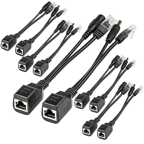 iCreatin Passive PoE Injector and PoE Splitter Cable Kit with 2.1x 5.5mm DC Barrel Jack (5-Pack)