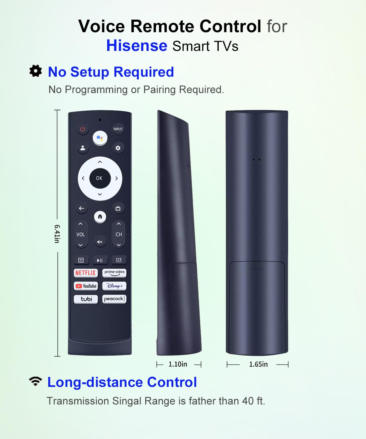 JISOWA Voice Remote Control Universal for Hisense Smart TV 75A76K 120L9H-CINE120A 50A65K 100L5H-DLT100C 65A65K 55U75H 75U75H 50U6H 85A76H 55U75K