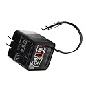 MFish 65W GaN Fast Wall Charger, USB C Charger Block Built?in 2.6ft Retractable USB?C Cable, USB?C & USB?A Wall Charger with Digital Display