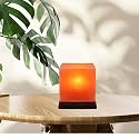 NatureBoost Himalayan Pink Salt Lamp, Cube Shape, 8 x 6 x 6 Inches - Hand-Carved Natural Salt Lamp with Wooden Base, Warm Ambient Glow for Bedroom