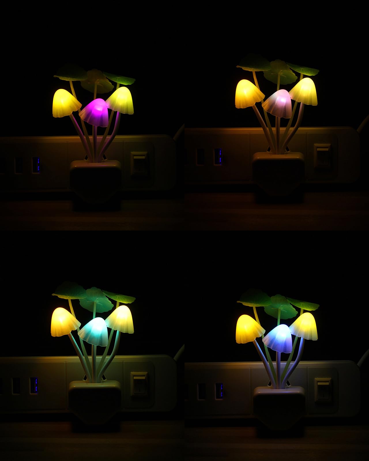 Rienar Sensor Led Night Light, Color Changing Plug-in LED Mushroom Dream Bed Lamp
