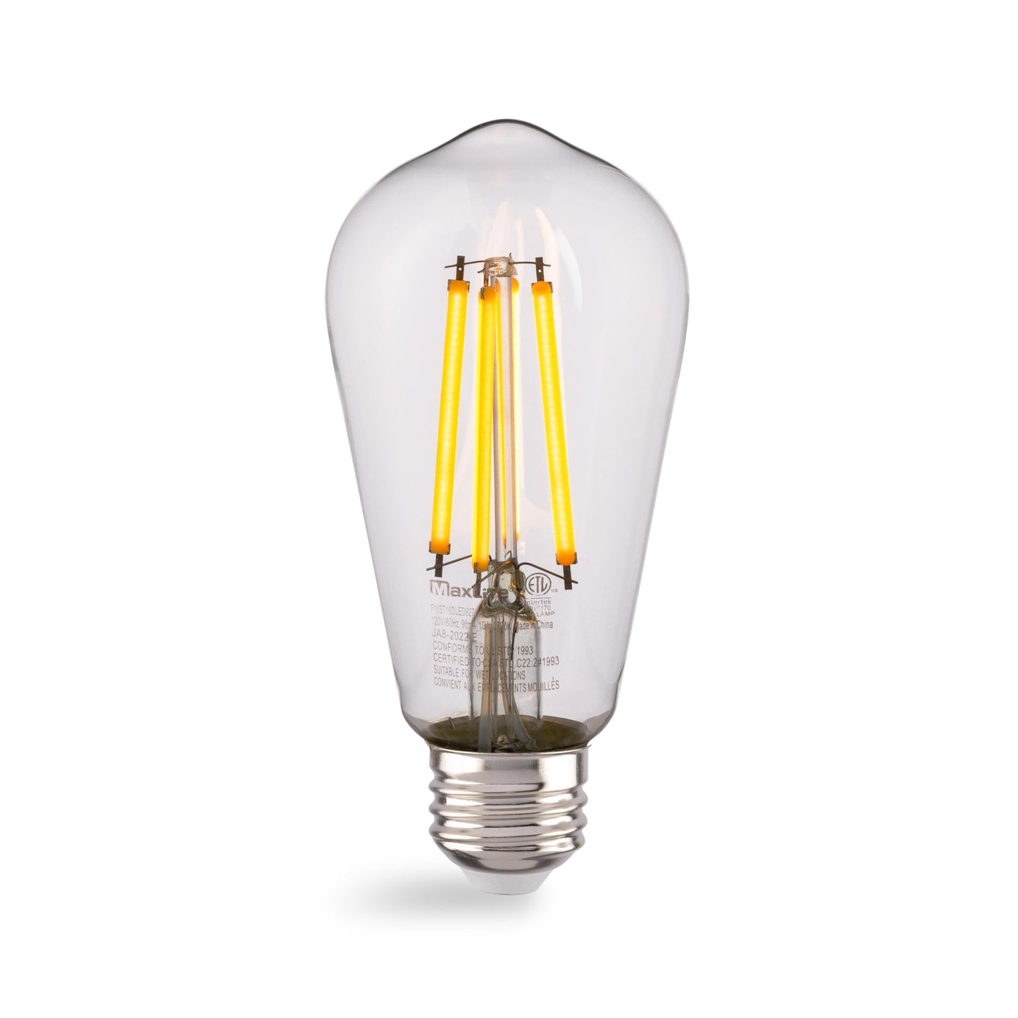 Maxlite F10ST19DLED927/JA81 10W ST19 Dimmable LED Bulb Enclosed Clear Filament, JA8 Listed - CRI 90, 2700K, LED Light Bulb, 100W Equivalent, 1100