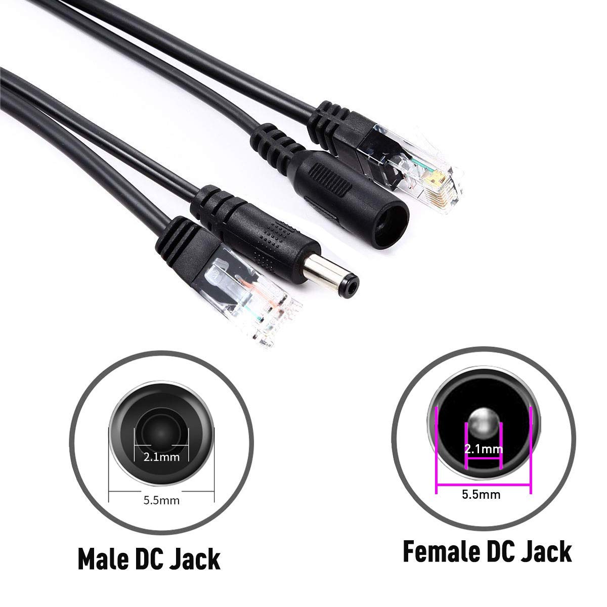 iCreatin Passive PoE Injector and PoE Splitter Kit with 5.5x2.1 mm DC Connector