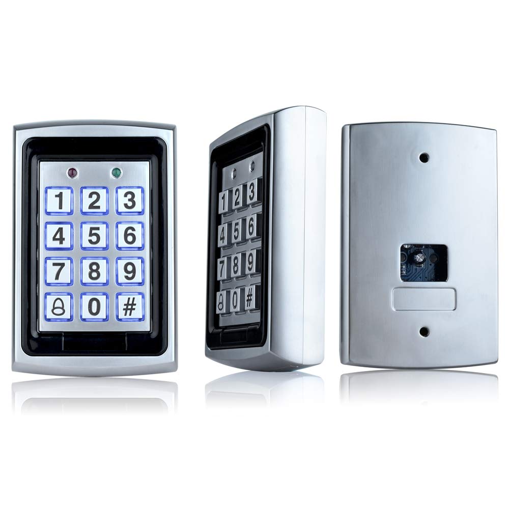 HFeng DIY RFID Access Control System Kit for Home Outdoor Waterproof Cover + RFID Keypad + DC12V 3A Power Supply + Door Exit Button + 15pcs EM4100 Key